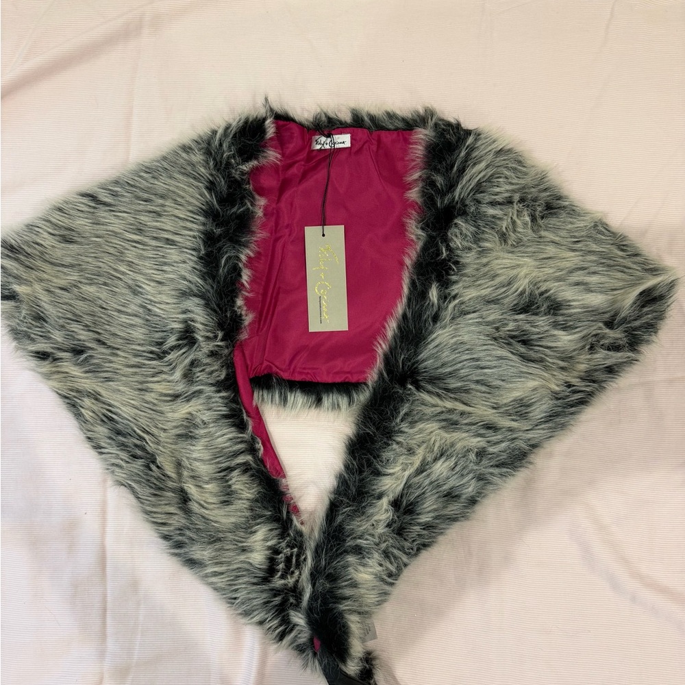 Foley + Corinna Faux Fur Shawl with Pink Interior